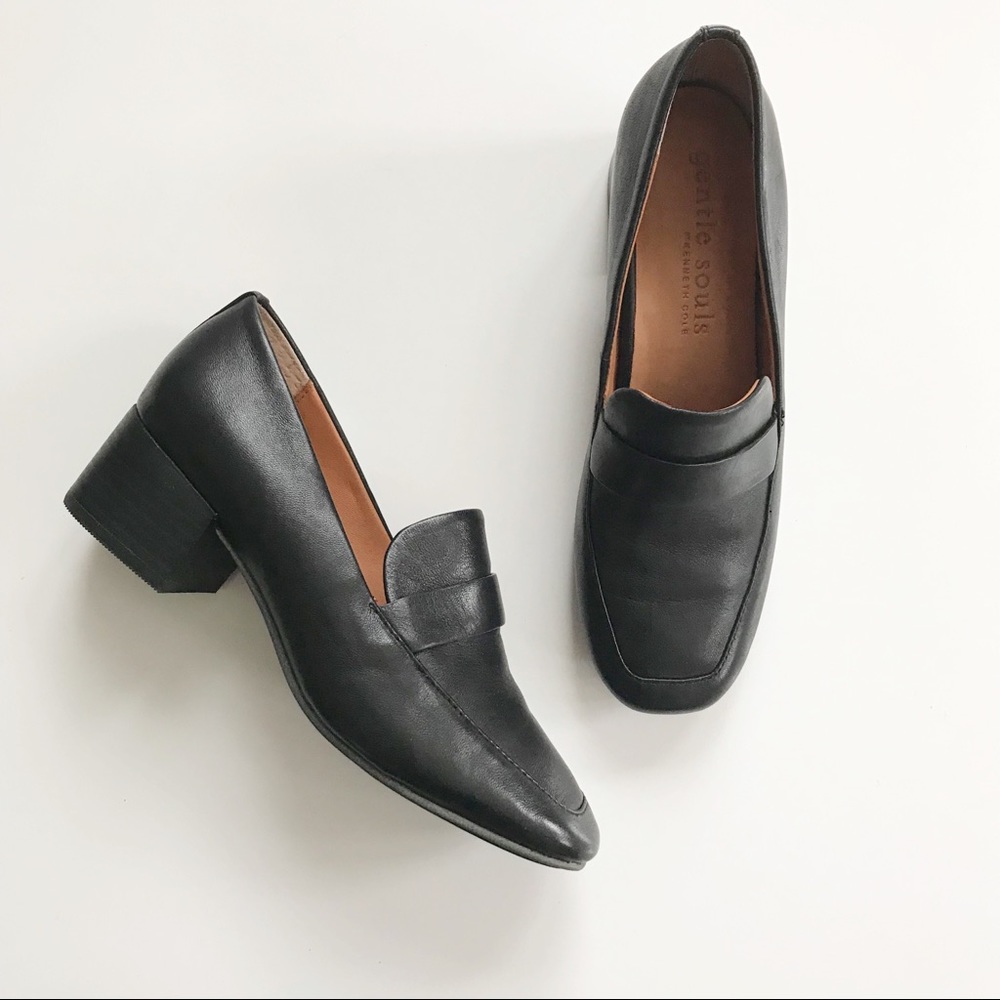 Gentle Souls Elliott Block Heel Leather Loafers!